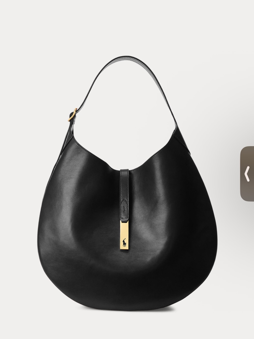 Ralph Lauren Black Polo ID Calfskin Large Shoulder Bag